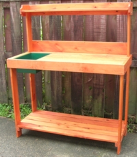 Potting bench with top shelf